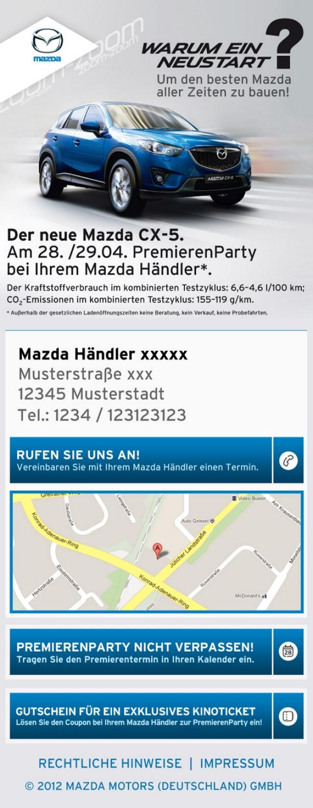 Mazdas Ausfahrt mit madvertise