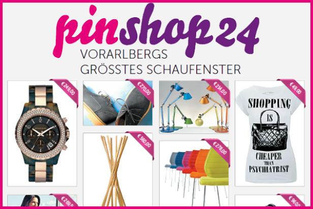 Verschiedene Produkte von Pinshop24, darunter eine Uhr, Schuhe, Lampen, ein T-Shirt und Stühle.