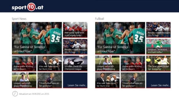 Windows 8-App von Sport10.at von Styria Multi Media