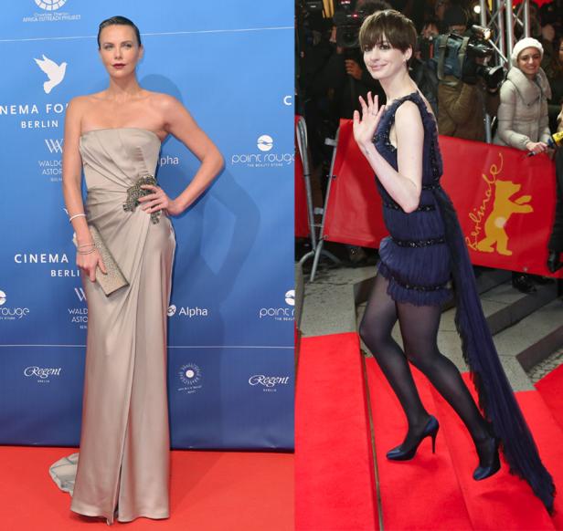 Charlize Theron und Anne Hathaway auf dem roten Teppich der Berlinale.
