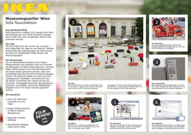 Das Museumsquartier in Wien mit vielen IKEA Sofas im Rahmen einer Tauschaktion.