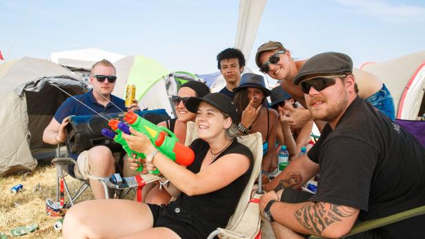 Camping an Tag zwei: Kein Schatten in Sicht