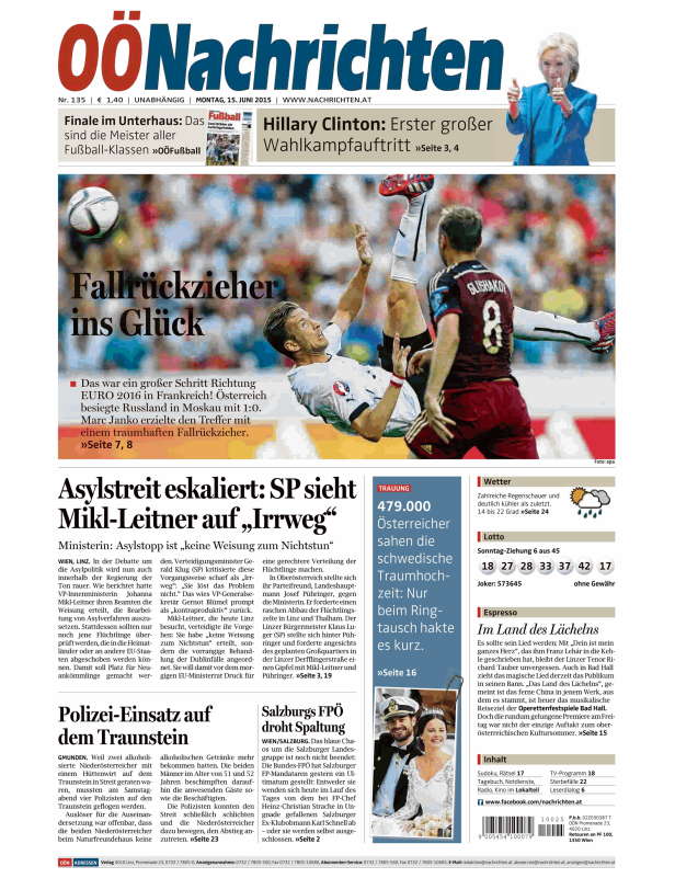 Titelseiten vom 15.06.2015