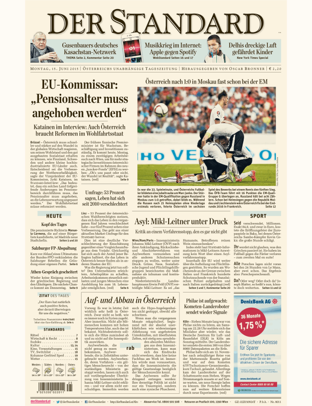 Titelseiten vom 15.06.2015