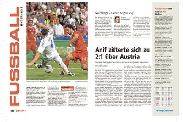 Sport am Montag - Salzburger Nachrichten - Sportbeilage - 24 Seiten - Ersterscheinung: 1. Oktober 2012 Ein Fußballspiel zwischen zwei Mannschaften in roten und weißen Trikots.