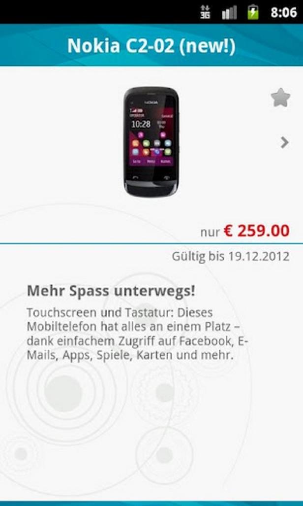 Ein Nokia C2-02 Mobiltelefon wird beworben.