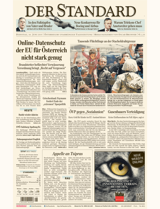 Titelseiten vom 16.06.2015