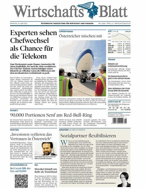 Titelseiten vom 16.06.2015