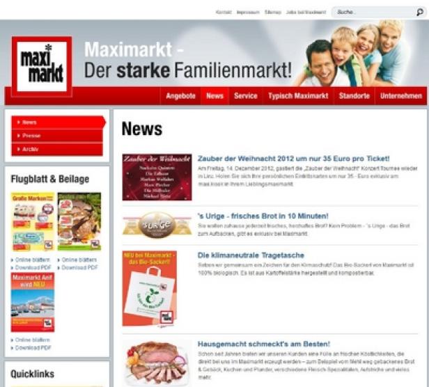 Maximakrt.at - Relaunch Juni 2012 - Reichl und Partner eMarketing Die Webseite von Maximarkt, einer Supermarktkette, mit aktuellen Nachrichten und Angeboten.