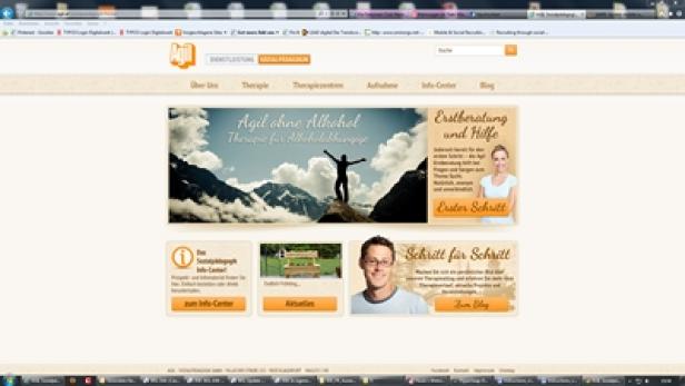 Die Webseite „Agil ohne Alkohol“ bietet Therapie für Alkoholabhängigkeit an.