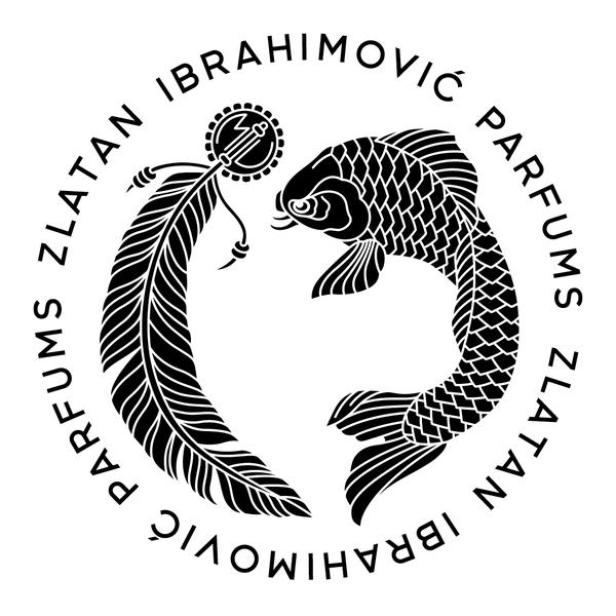 Das stilisierte Logo von Zlatan Ibrahimović Parfums zeigt einen Fisch und eine Feder.