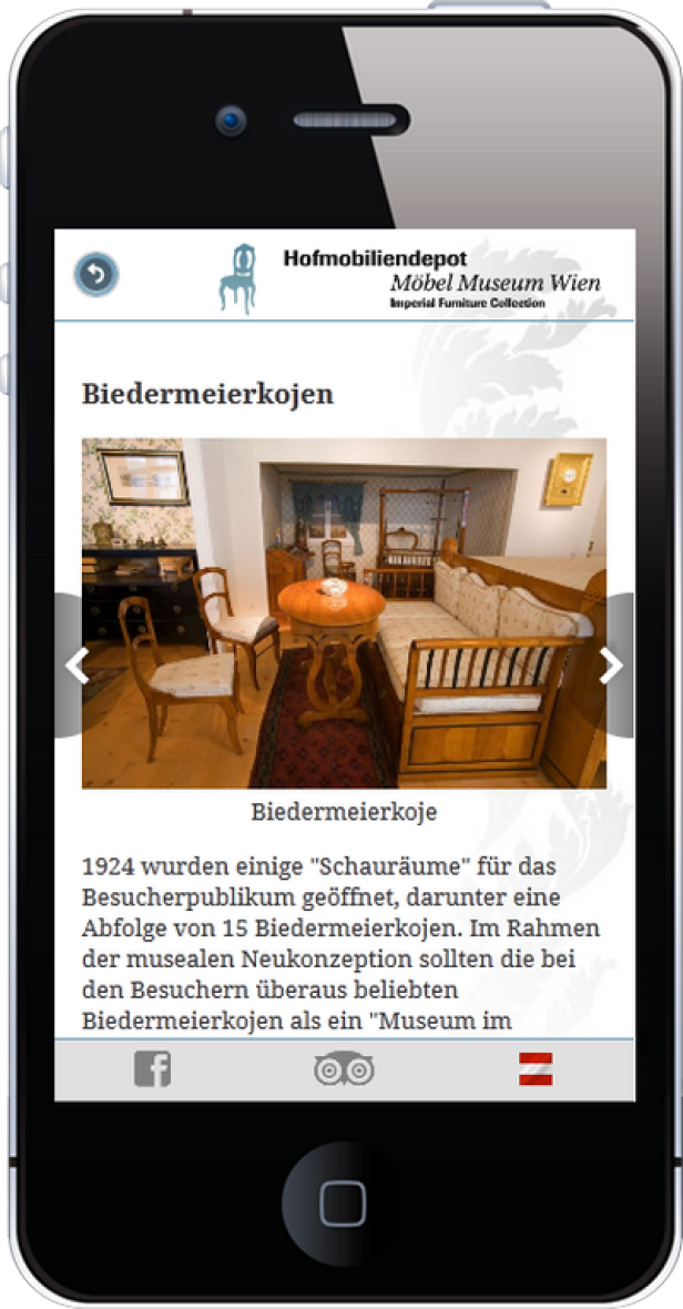 Hofmobilien-Depot Wien - Mobile Portal - Lucy Marx Ein Blick in eine Biedermeierkoje im Hofmobiliendepot Möbel Museum Wien.