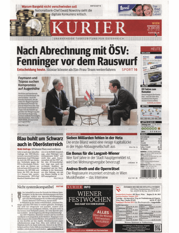 Titelseiten vom 18.06.2015