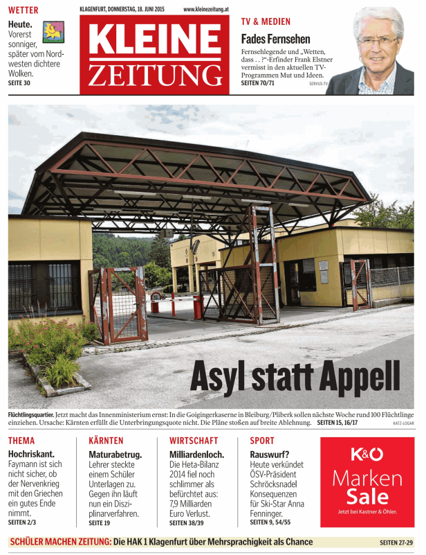 Titelseiten vom 18.06.2015