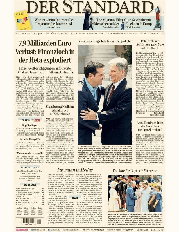 Titelseiten vom 18.06.2015