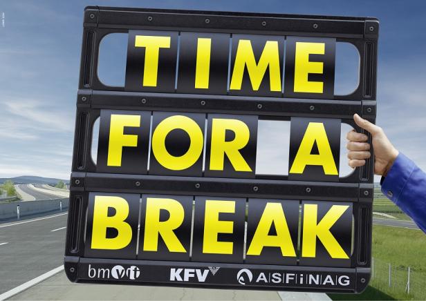 Asfinag - Kampagne - Mach mal Pause - Plakat englisch - Lowe GGK Rasten statt rasen