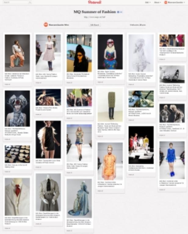 MuseumsQuartier Wien - Pinterest.com - Ambuzzador Ein Pinterest-Board mit dem Titel „MQ Summer of Fashion“ zeigt verschiedene Modefotografien.