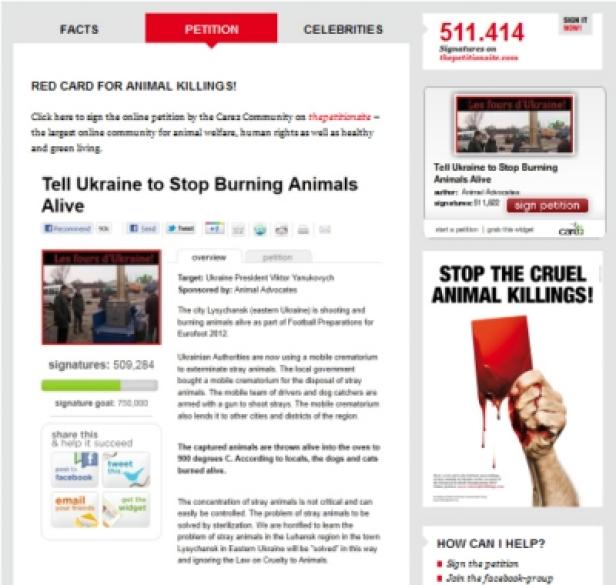 Reichl und Partner - Red Card for Killings - Kampagne - Redcardforkillings.com Eine Online-Petition fordert ein Ende der Tötung von Tieren in der Ukraine.