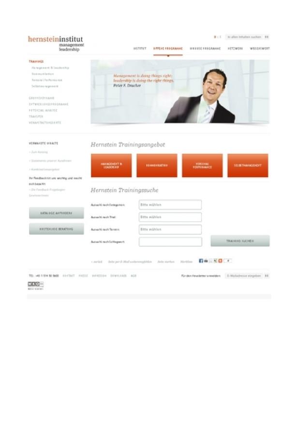 Hernstein Institut - Hernstein.at - Pixelwings Die Webseite des Hernstein Instituts für Management und Leadership mit Trainingsangeboten.