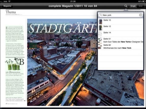 amano media - iPad - Magazin-Kiosk - Special Interest Eine Ansicht von New York aus der Zeitschrift „complete Magazin“.