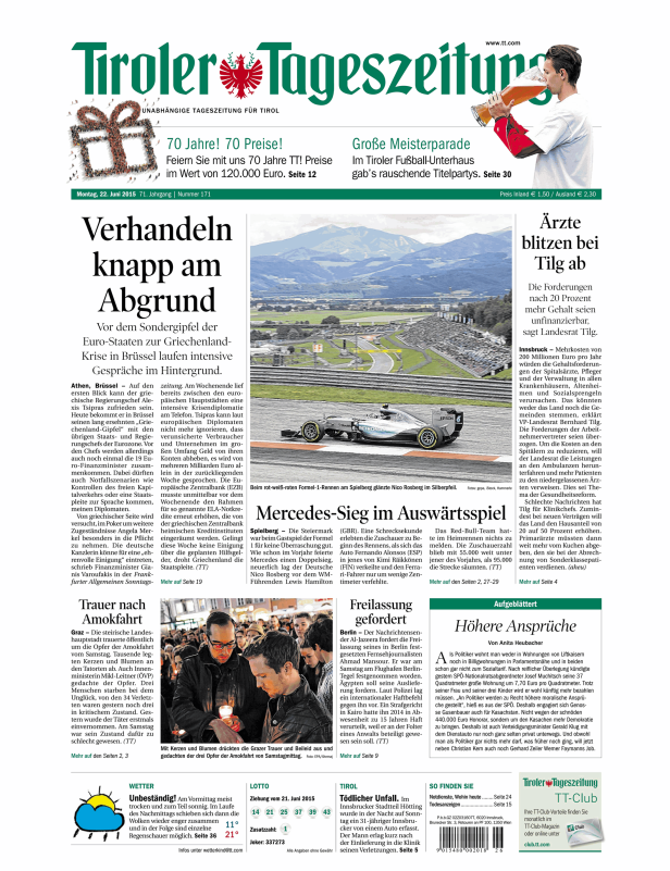 Titelseiten vom 22.06.2015