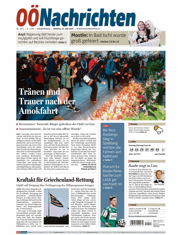 Titelseiten vom 22.06.2015