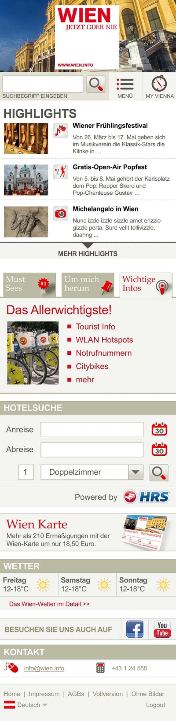 wien.info - Wien Tourismus - Digitalsunray Die Webseite von Wien mit Informationen zu Highlights, Hotelsuche und Wetter.
