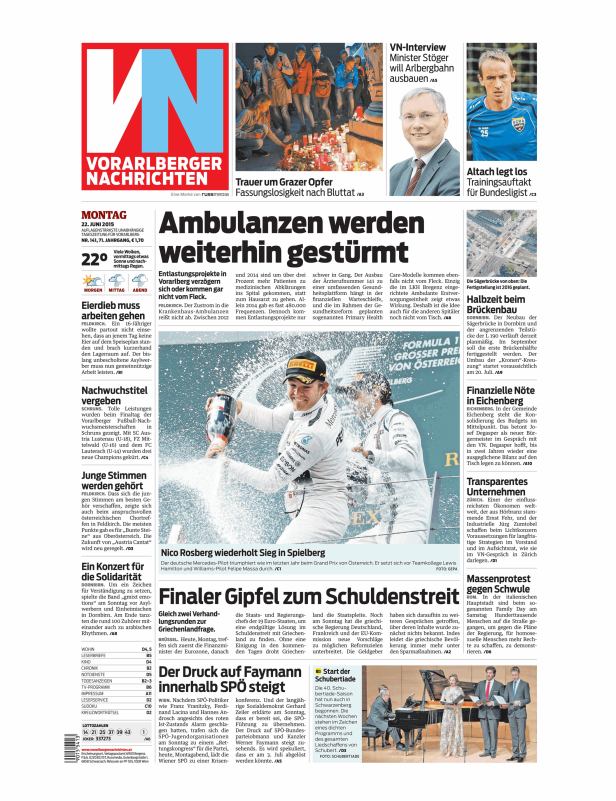 Titelseiten vom 22.06.2015