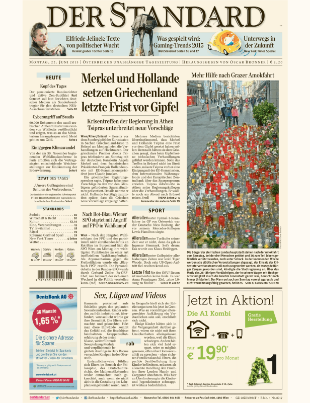 Titelseiten vom 22.06.2015