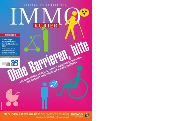 Das Cover des Immo Kurier vom 19. Oktober 2013 wirbt für barrierefreies Wohnen.