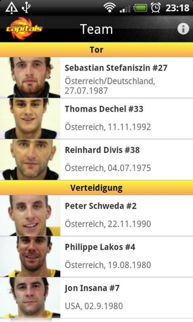 Heißlauf-Apps für Vienna Caps-Fans