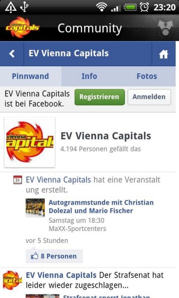 Heißlauf-Apps für Vienna Caps-Fans