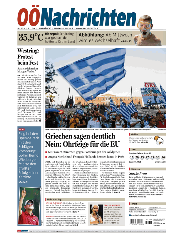Anhänger der griechischen Regierung feiern das Ergebnis des Referendums.