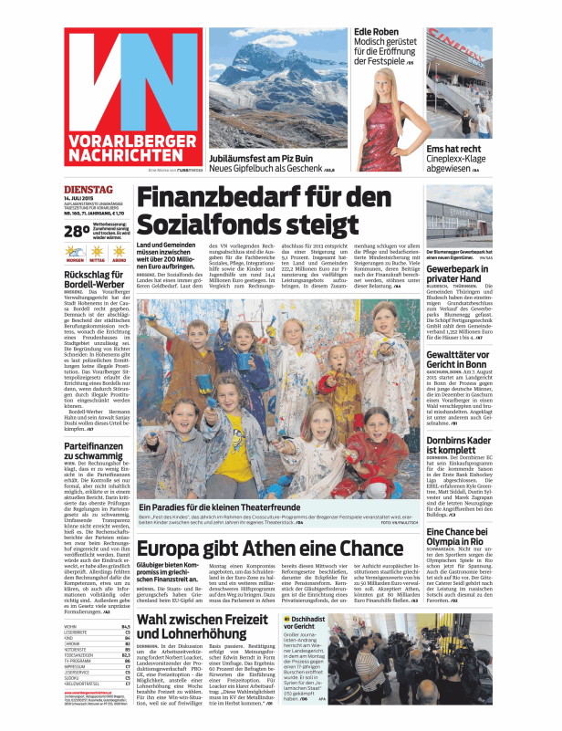 Kinder malen im Rahmen des „Fest des Kindes“ bei den Bregenzer Festspielen.