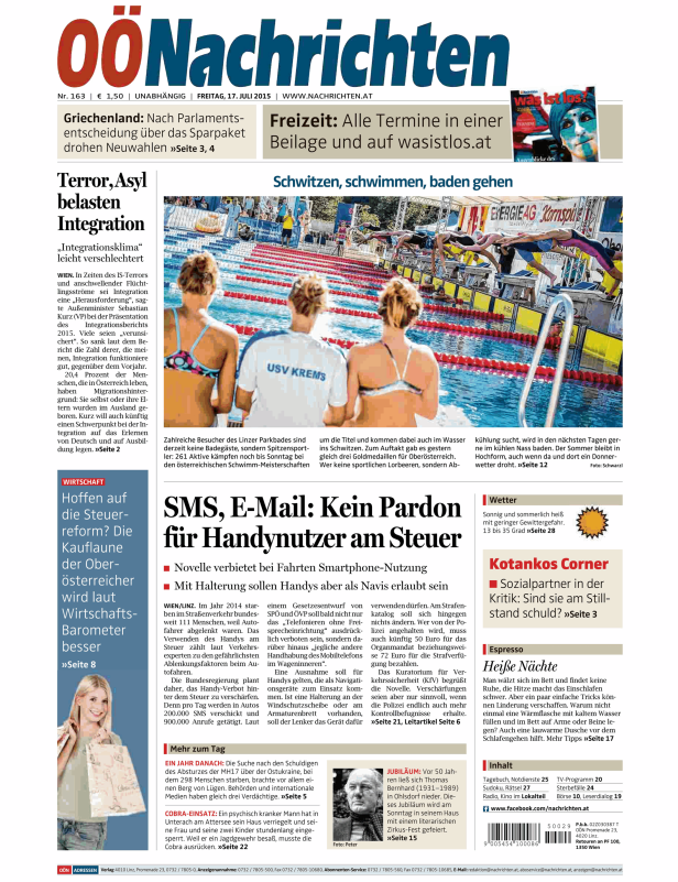 Schwimmer starten bei den österreichischen Schwimm-Meisterschaften in Linz.