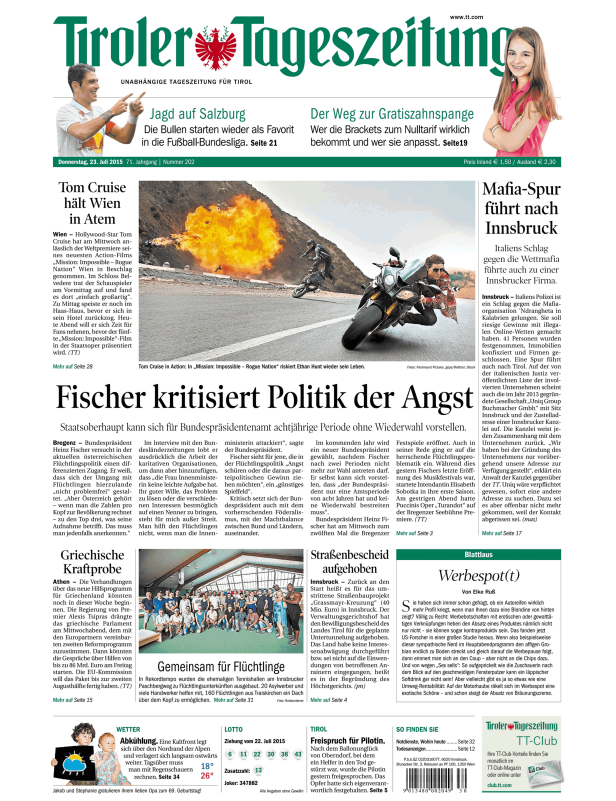 Titelseiten vom 23.07.2015