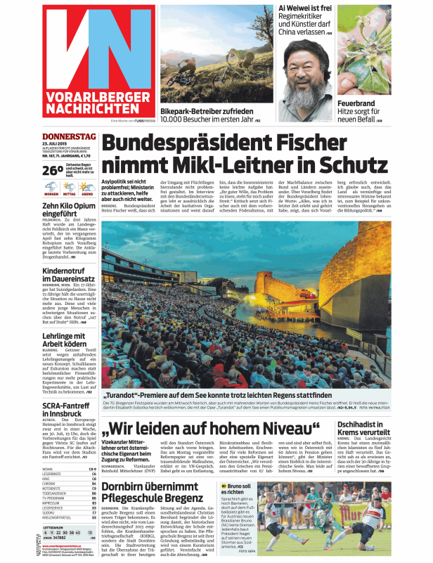 Titelseiten vom 23.07.2015