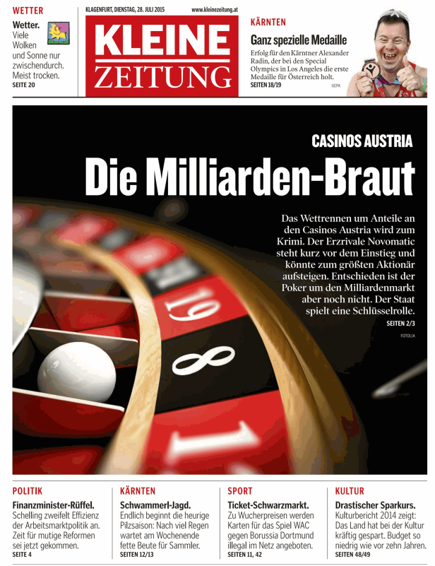 Ein Roulette-Rad mit der Kugel auf dem Feld „1“.