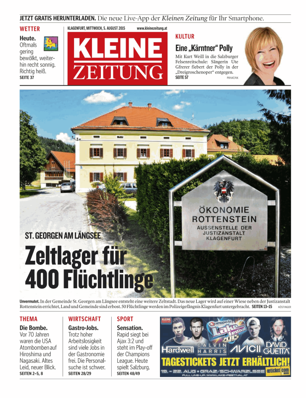 Das Gelände der Justizanstalt Rottenstein in St. Georgen am Längsee, wo ein Zeltlager für 400 Flüchtlinge entstehen soll.
