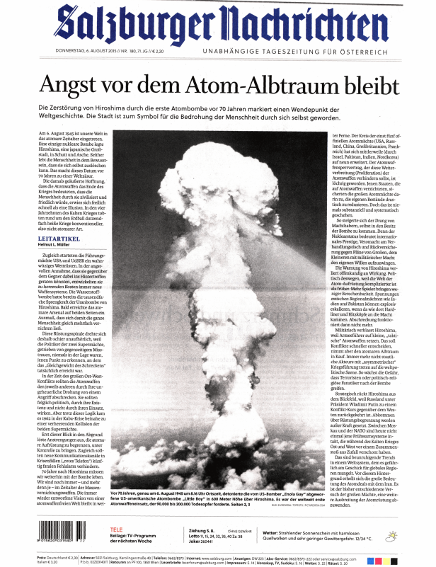 Die Atombombenexplosion über Hiroshima, Japan, im August 1945.