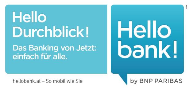 Werbung für Hello bank! mit dem Slogan „Hello Durchblick! Das Banking von Jetzt: einfach für alle.“.