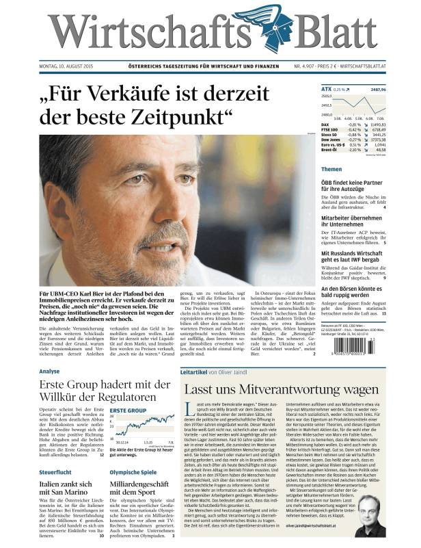 Titelseiten vom 10.08.2015