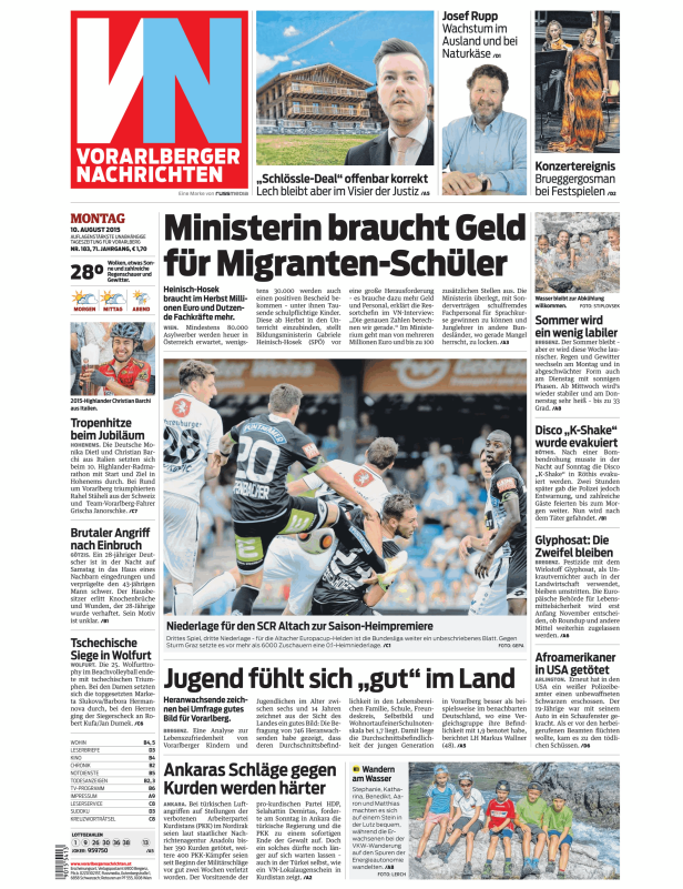 Titelseiten vom 10.08.2015