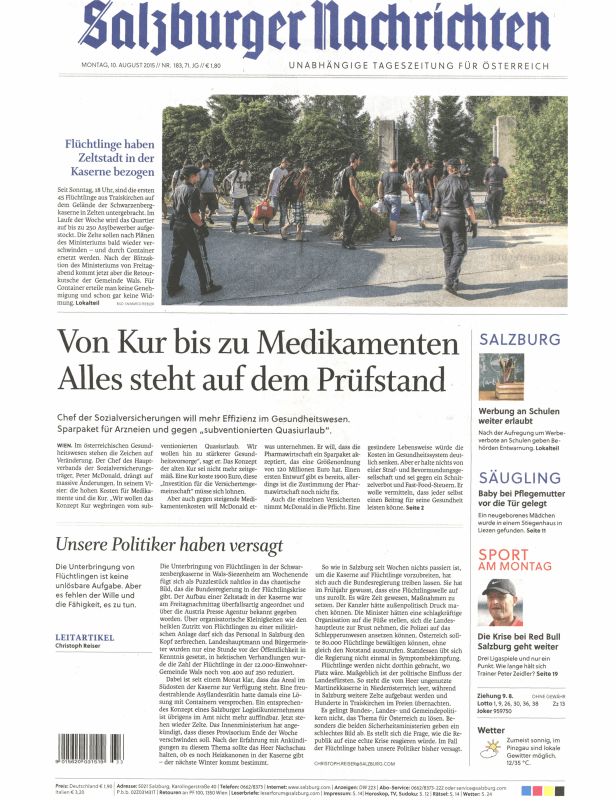Titelseiten vom 10.08.2015