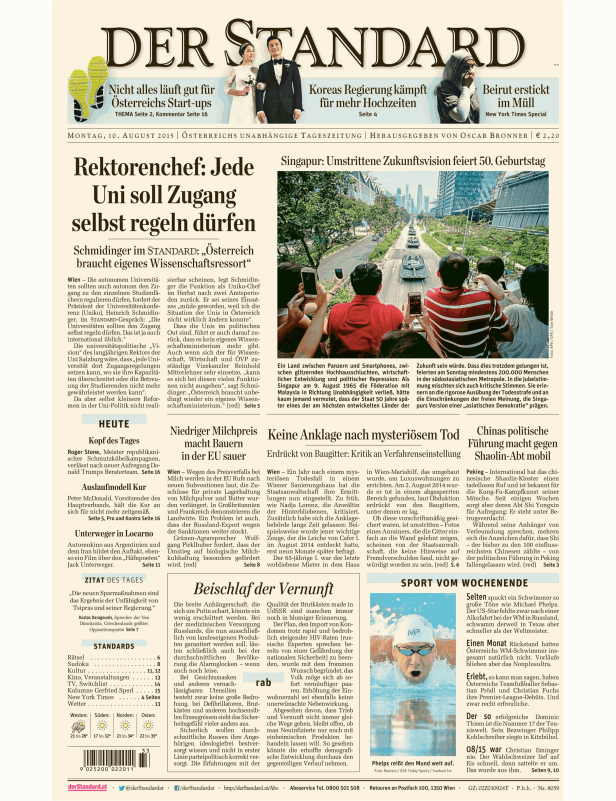 Titelseiten vom 10.08.2015