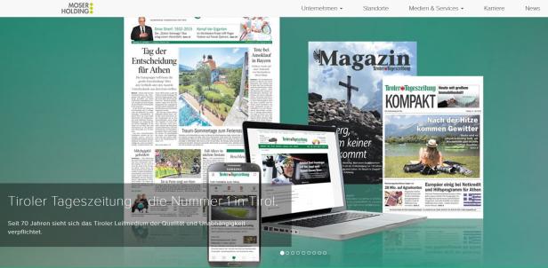 Die Titelseite der Tiroler Tageszeitung mit verschiedenen Artikeln und Themen.