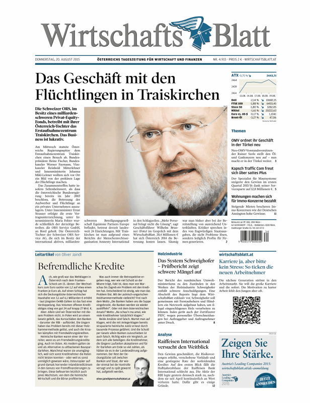 Titelseiten vom 20.08.2015