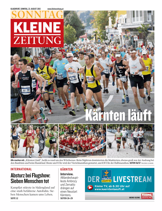 Viele Menschen nehmen an einem „Kärnten Läuft“-Marathon teil.
