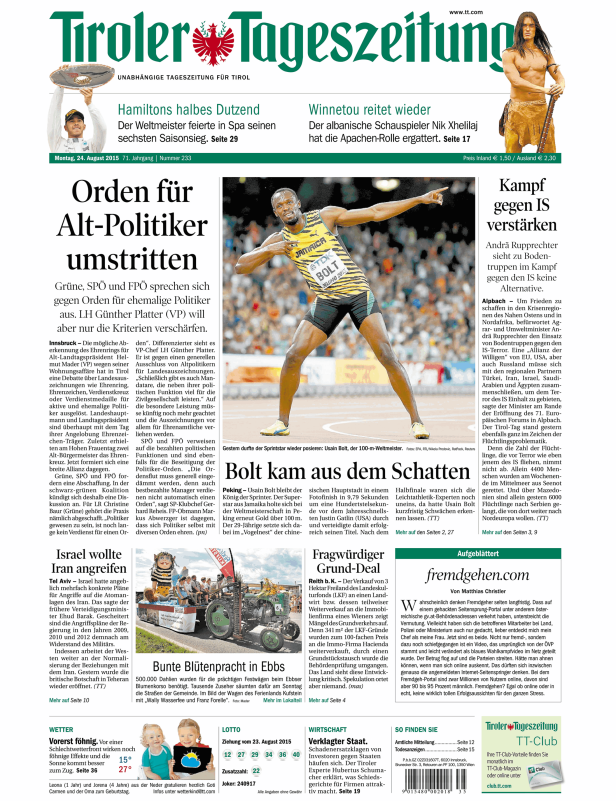 Usain Bolt läuft bei der Leichtathletik-Weltmeisterschaft in Peking.
