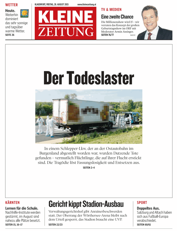 Ein LKW, in dem Dutzende tote Flüchtlinge in Burgenland gefunden wurden.